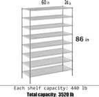 Regal Altair 24" Deep x 60" Wide x 86" Height Wire Shelving Kit | 8-Tier | NSF - Image 3