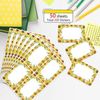 Wonmon 200 PCS Sunflower Name Tags Stickers, Self Adhesive Sunflowers Style - Image 3