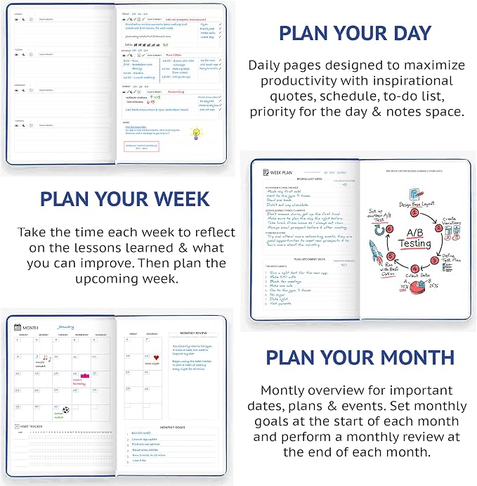 Wyze Planner Undated Daily Planner – 1-Year B5 Productivity Organizer - Image 4