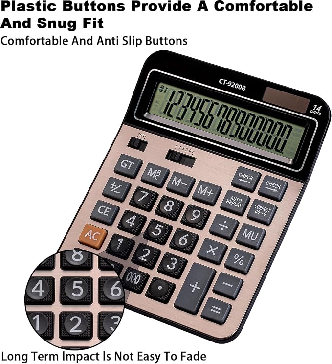 HIHUHEN Large Computer Electronic Calculator Counter Solar & Battery Power 14 - Image 4