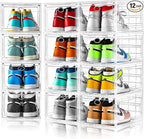Amllas 12 Pack Clear Shoe Boxes Stackable, Shoe Storage Boxes by Amllas