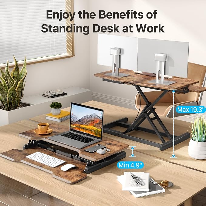 JYLH JOYSEEKER Standing Desk Converter 32 inch, Height Adjustable Sit Stand - Image 3