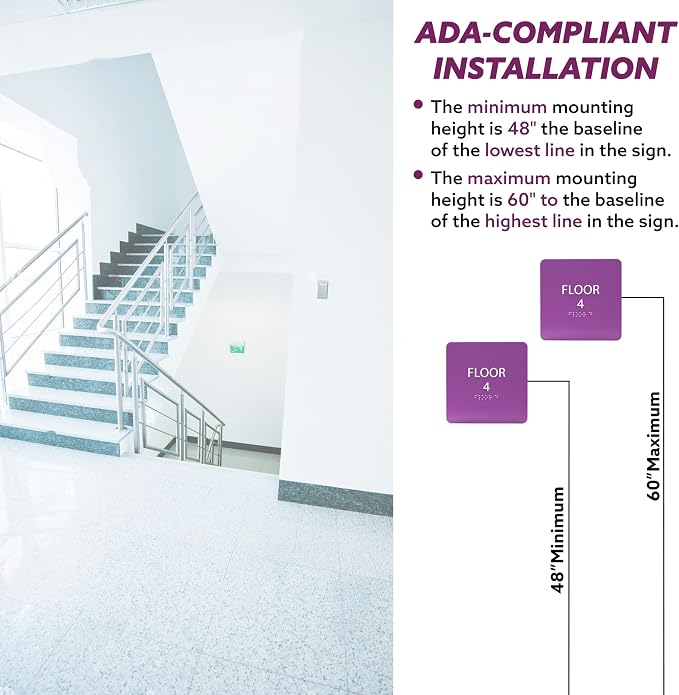 Clean Grey ADA Floor 4 Sign - Image 4