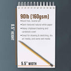 U.S. Art Supply 5.5”x8.5 Premium Heavy-Weight Paper Spiral Bound Sketch Book: - Image 3