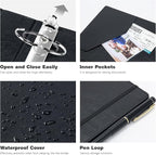 Ospelelf 3 Ring Binder with Clipboard 2 Inch Leather Binder - Image 6