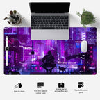 Anime Neon Mouse Pad Purple City Gaming Desk Big Cute Kawaii Pink Extended - Image 2