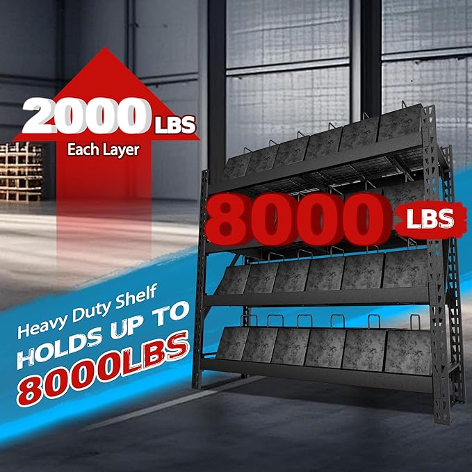 Yardenaler 8000LBS 78 "W x 24 "D x 72 "H Garage Shelving, 4-Tier Industrial - Image 4
