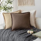 Foindtower Set of 2 Decorative Linen Fringe Throw Pillow Covers Cozy Boho - Image 5