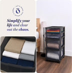 HOMZ 2-Pack Drawer Tower, 4-Tier Clear Plastic Storage Organizer Cart, and - Image 6