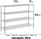 Regal Altair 21" Deep x 72" Wide x 54" Height Wire Shelving Kit | 4-Tier | NSF - Image 3