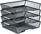 SETTFRFE 4 Tier Metal Mesh Desk Organizer-Stackable Letter Trays - Image 9