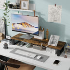 WESTREE Dual Monitor Stand Riser, Wood and Steel Monitor Stand Riser, Computer - Image 3