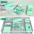 Green Office Desk Accessories, Desk Drawer Organizer, Stapler and Tape - Image 5