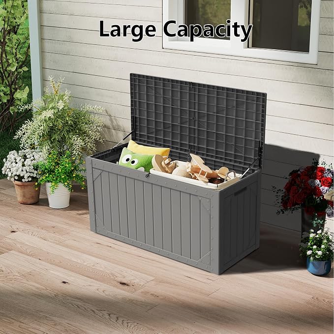 Decksplore 100 Gallon Outdoor Storage Box Waterproof, Lockable Resin Deck Box - Image 7