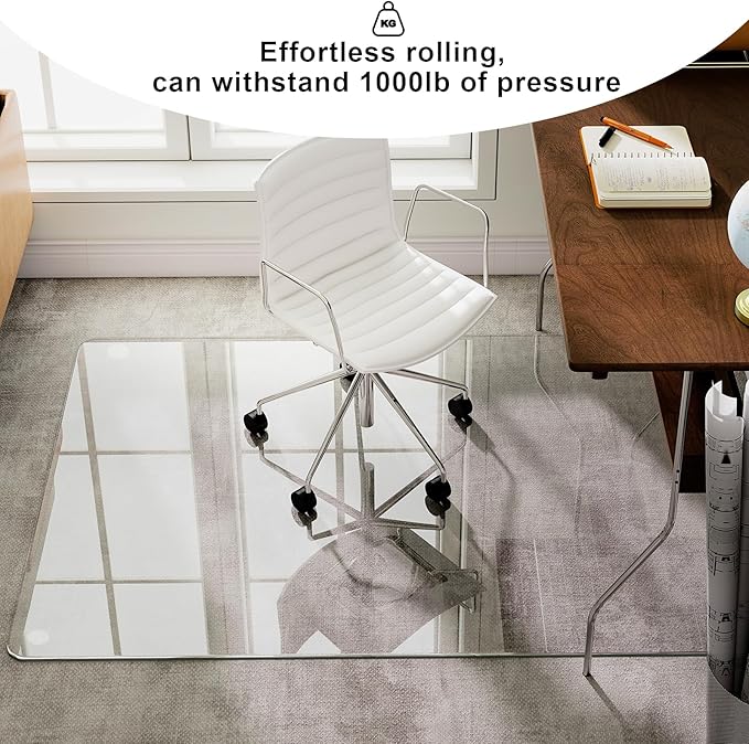 GLSLAND Tempered Glass Chair Mat, Transparent - Image 2