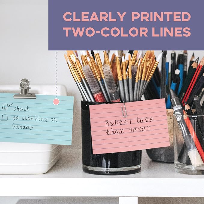 Colored Index Cards 5x8 100Pcs, Goefun Ruled Flashcards, 4 Color Notecards - Image 5