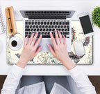 Beige Flowers Desk Mat Mousepad Cute Boho Plants Large Extended Gaming Mouse - Image 4