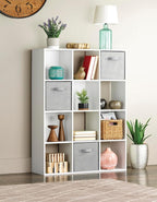 Whitmor 12 Cube Storage Organizer, 4 Tier Stackable Mdf Wood Bookcase, Open - Image 2