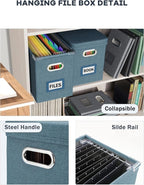 Oterri File Organizer Box with Lid, Hanging Filing File Box with Mesh Pocket - Image 5
