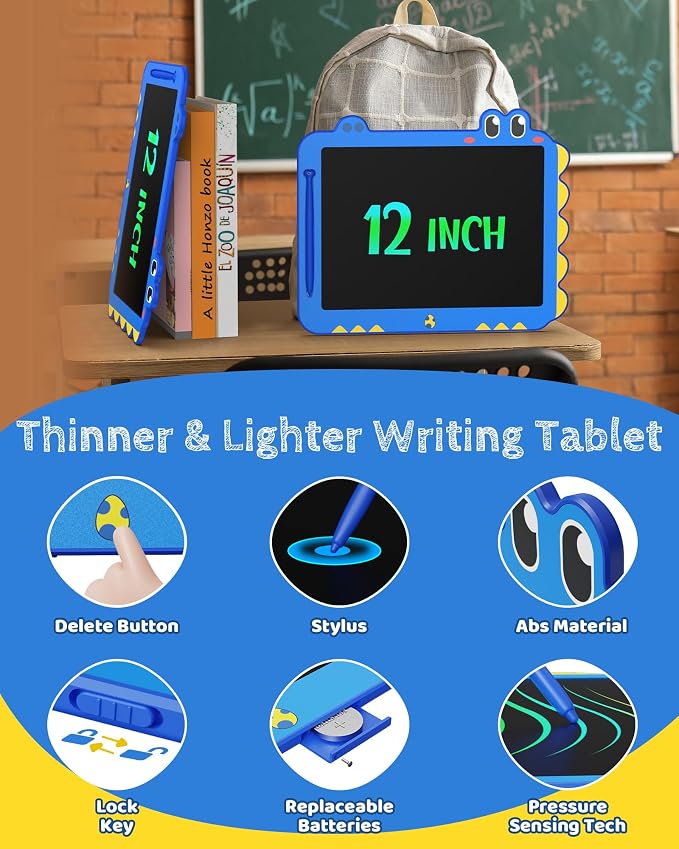 Kikapabi LCD Writing Tablet for Kids, 12 inch Dinosaur Doodle Board Toys Gifts - Image 2