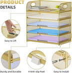 Marbrasse Paper Organizer Letter Tray, 5 Tier Mesh File Organizer - Image 5