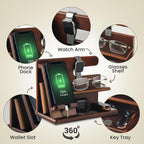 SHARPSPACE Night Stand Organizer – Wood Phone Docking Station, 360° Rotating - Image 4