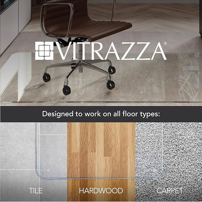 Vitrazza Glass Chair Mat 36” x 42” Superior ¼ Thick, Chiaro Standard Clear - Image 5