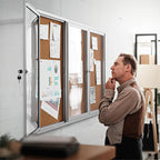 72"x36" Lockable Enclosed Bulletin Board, Outdoor Cork Weather-Resistant - Image 2