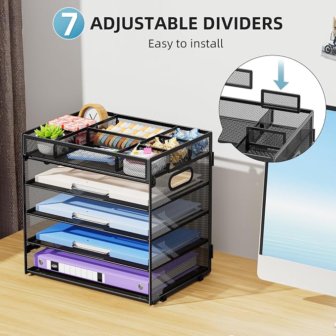 Marbrasse 5-Tier Letter Tray Paper Organizer - Image 4