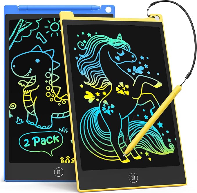 TECJOE 2 Pack LCD Writing Tablet, 10 Inch Colorful Doodle Board Drawing Tablet by TECJOE