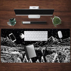 Black and White Desk Mat Dark Nature Forest Mouse pad XXL Starry Night Mountain - Image 4