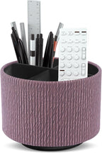 Hennaja Round Leather Art Supply Organizer, Remote Control Holder, 360 Degree by Hennaja