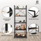 CAPHAUS 5 Tier Bookshelf, 24 Inch Width Free Standing Shelf, Bookcase Shelf - Image 5