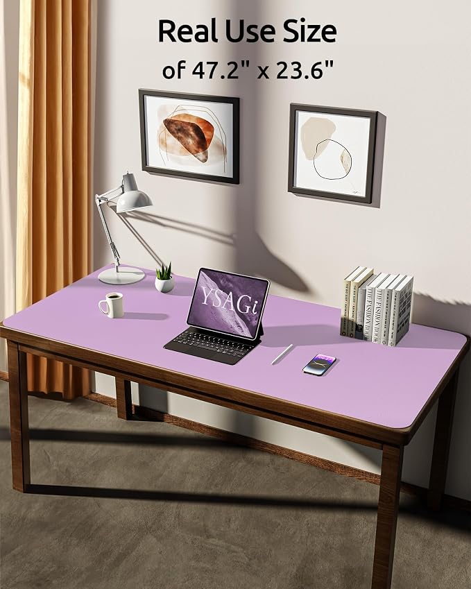 YSAGi Leather Desk Pad Protector, Office Desk Mat, Large Mouse Pad, Non-Slip PU - Image 3