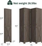 Cozy Castle Wood Room Divider, 4 Panels Folding Privacy Screen, 66.9'' Wall - Image 2