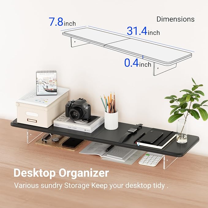 AFOOYO Monitor Stand Riser, 31.5-Inch LED Light Wood Computer Monitor Stand - Image 6