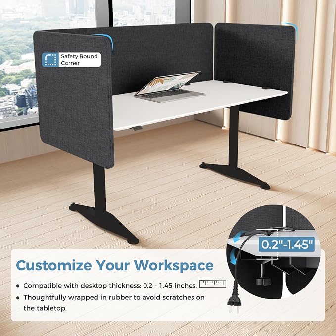MORDEER 47.2 Inch Desk Divider Panels Set, Acoustic Divider Panel - Image 5