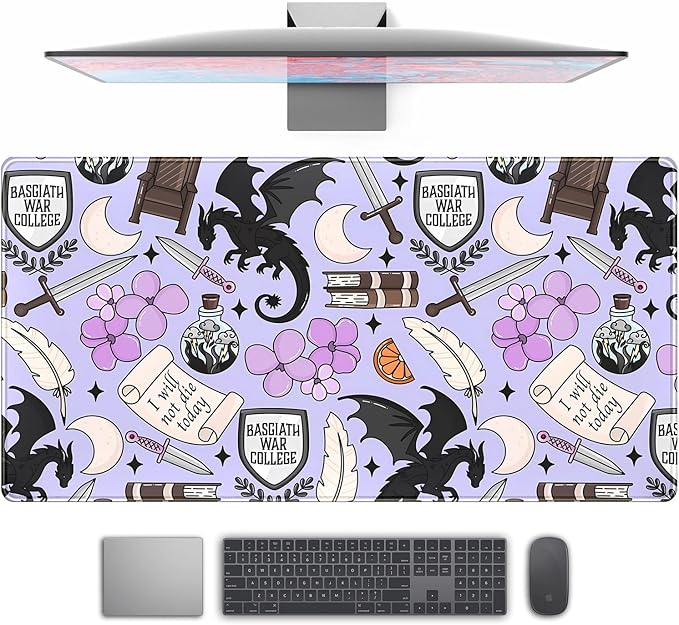 Cute Desk Pad Kawaii Black Loong Mouse Pad Purple Magic Desk Keyboard Pad by TENG+DA+QING