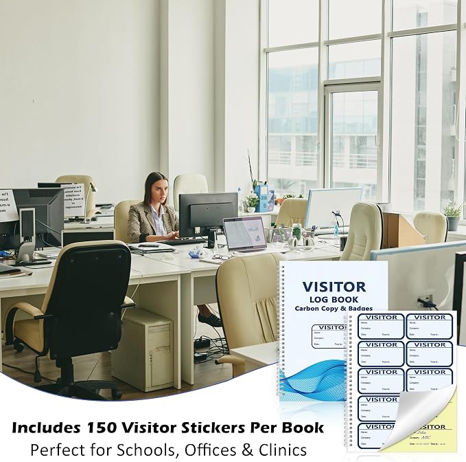 1 Pack Visitor Badges with Carbon Copy Visitor Stickers Letter Size Visitor Log - Image 6