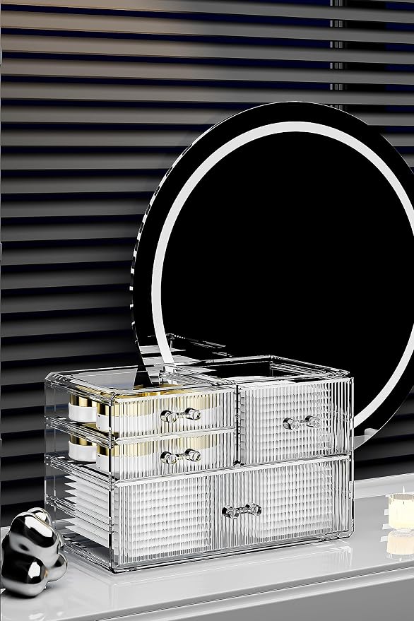ZHIAI Stackable Storage Drawers, Acrylic Bathroom Counter Organizer Clear - Image 4