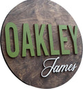 Custom Round Nusery Name Sign, Personalized 3D Baby Name Announcement Sign by Obsidian+Home+Creations