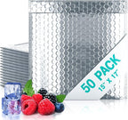Amiff Silver Thermal Bubble Mailer, 15 x 17 Inches. 50 Pack Metallic Bubble by AMIFF