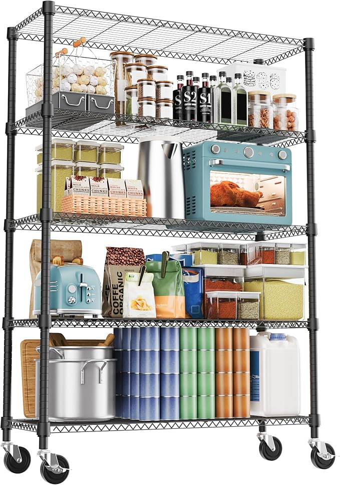 M MZG 5 Tiers Shelf 1750 lbs Steel Storage Shelving Utility Shelving Unit Steel by MEIGAOPLASTICANDMETALHKCOLIMITED