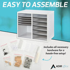 AdirOffice Wooden Adjustable Literature Organizer, 12 Compartment Office Mailbox - Image 5