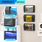GDINDINFAN 6 Single Pocket Wall File Holder, Mesh Hanging File Folder Paper - Image 4