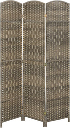 HOMCOM 3 Panel Room Divider, Hand-Woven Freestanding Wall Partition by HOMCOM