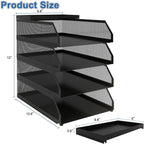 Natwind 4-Tier Desk Organizer, Stackable Paper Tray, Desk Accessories, Metal - Image 2