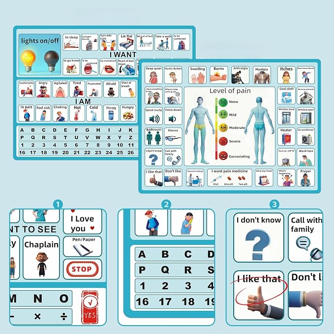 4 Pcs 15''x 11''Nonverbal Communication Board, - Image 3