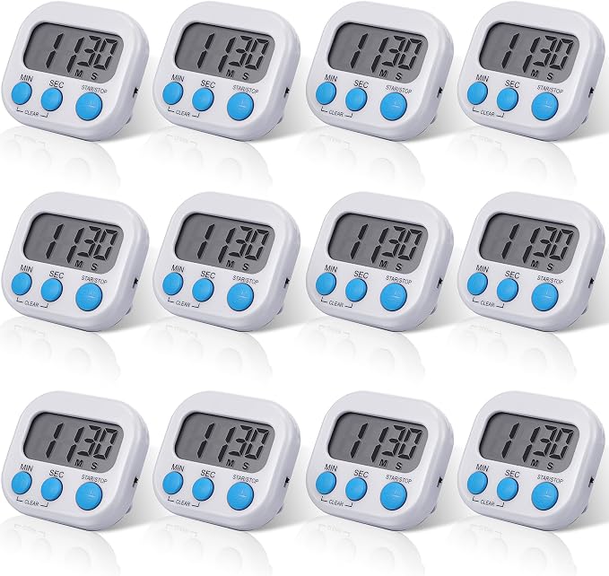 Weewooday 12 Pcs Digital Kitchen Magnetic Timer Bulk Classroom Count up by Weewooday