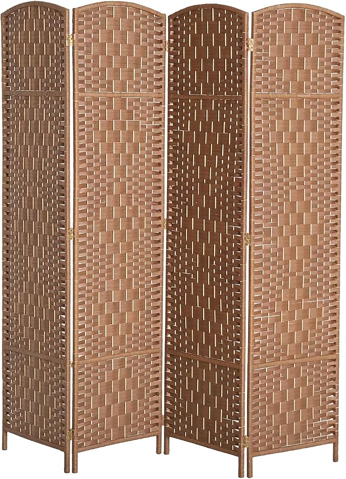 HOMCOM Room Divider, 4 Panel Folding Privacy Screen, 6FT Tall Portable Wicker by HOMCOM